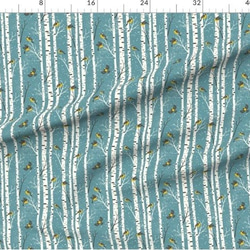 鳥 白樺 森の朝 生地 輸入生地 生地 鳥柄 2枚目の画像