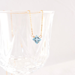 14KGF スイスブルートパーズ 一粒 シンプル ネックレス・11月 誕生石・青い 天然石 華奢ネックレス・プレゼント 2枚目の画像