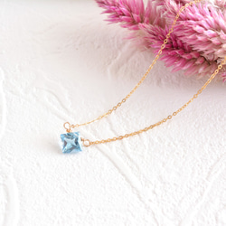14KGF スイスブルートパーズ 一粒 シンプル ネックレス・11月 誕生石・青い 天然石 華奢ネックレス・プレゼント 8枚目の画像