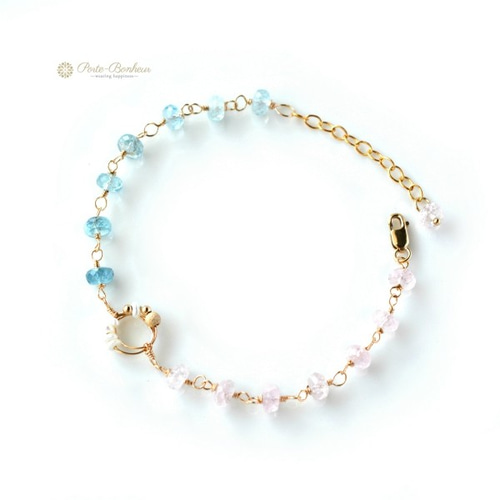 Kaya◆春色✧大粒アクアマリンブレスレット✧14kgf 大粒 アクアマリン ブレスレット 天然石 ブレスレット 一粒 高
