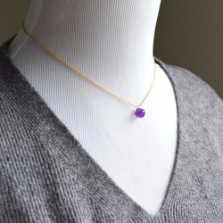 14KGF アメジスト 一粒 ネックレス 2月誕生石・紫水晶 ペンダント・誕生日 プレゼント・天然石・セール 5枚目の画像