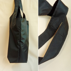ナイロンオックスの丈夫な肩がけパイピングバッグ･エコ･サブバッグ　Lサイズ･ブラック 2枚目の画像