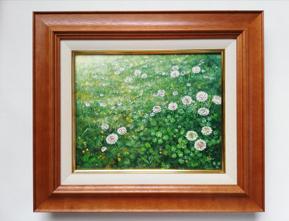 クローバー畑《額つき油絵原画》 絵画 kei 通販 12935502