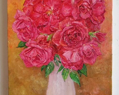 油彩画 バラの花束 薔薇の花束《油彩原画》 絵画 kei 通販 12947161｜Creema(クリーマ)