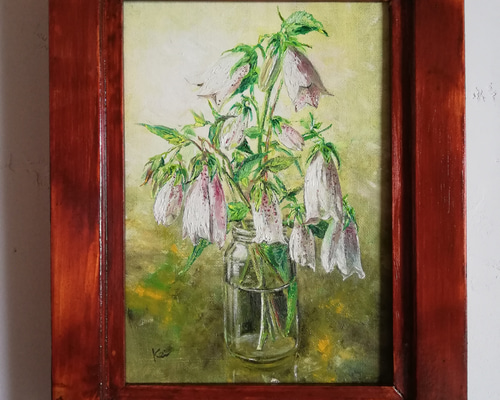 額縁付き油絵 額付き油絵原画》ホタルブクロ 絵画 kei 通販 9807528｜Creema