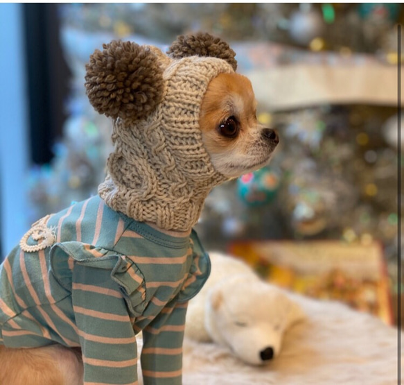 犬プリント ベレー帽 茶色 帽子