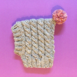 大好評♪ ◆ 犬用 ニット帽 ◆コーディネートしやすいデニムカラー 手編み 小型犬 ウエア イタグレ ミニピン チワワ 3枚目の画像