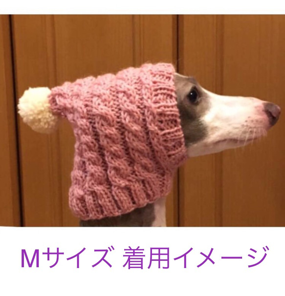 ユミコさま専用■ 犬用帽子 ■ スヌード フレンチブルドッグ ニット帽 ポンポン帽子 フレブル 被り物 ハンドニット 3枚目の画像