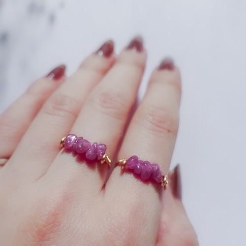 天然石ワイヤーリング☆「ピンクトルマリン」10月の誕生石・天秤座の