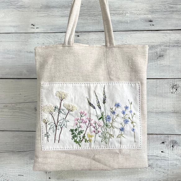 野の花達の刺繍トートバッグ トートバッグ bean 通販 12422850