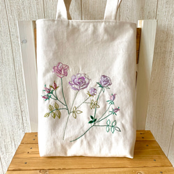 カテドラルウィンドウ フリルトートバッグ リバティ ローズエレン 手刺繍薔薇 カテドラルウィンドウ フリルトートバッグ リバティ ローズ
