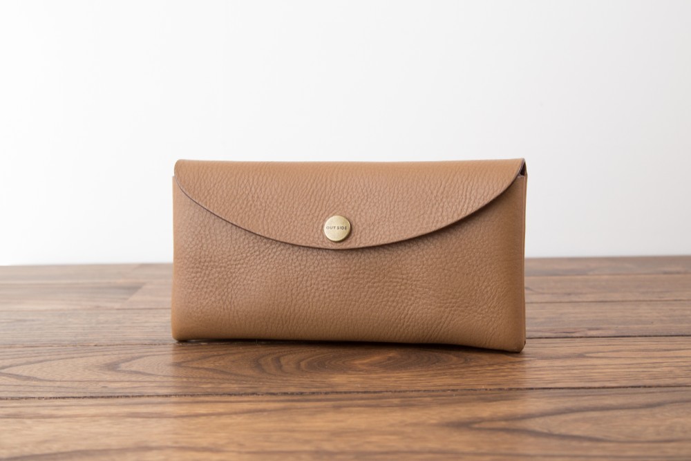 イタリア製牛革のコンパクトな長財布 ／ オーク※受注製作