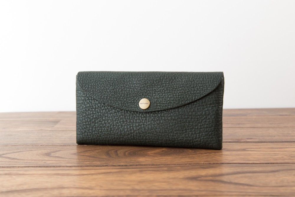 日本製牛革のコンパクトな長財布SOFT ／ グリーン※受注製作