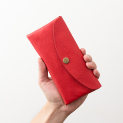 日本製牛革のコンパクトな長財布SOFT ／ レッド※受注製作 3枚目の画像