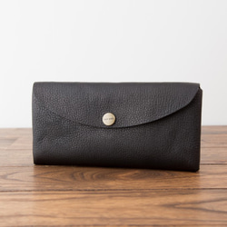 日本製牛革のコンパクトな長財布SOFT ／ ブラック※受注製作 1枚目の画像