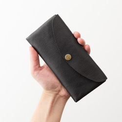 日本製牛革のコンパクトな長財布SOFT ／ ブラック※受注製作 3枚目の画像