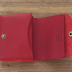 イタリア製牛革の二つ折り財布１ ／ レッド※受注製作 5枚目の画像