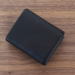 イタリア製牛革の二つ折り財布 １／ ブラック※受注製作 2枚目の画像