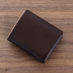 イタリア製牛革の二つ折り財布 １／ チョコ※受注製作 3枚目の画像