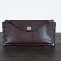 イタリア製牛革のスリムな長財布 ／ チョコ※受注製作 2枚目の画像