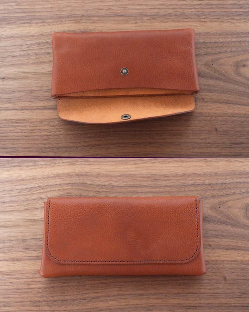 イタリア製牛革の大きめ長財布 / ライトブラウン※受注製作