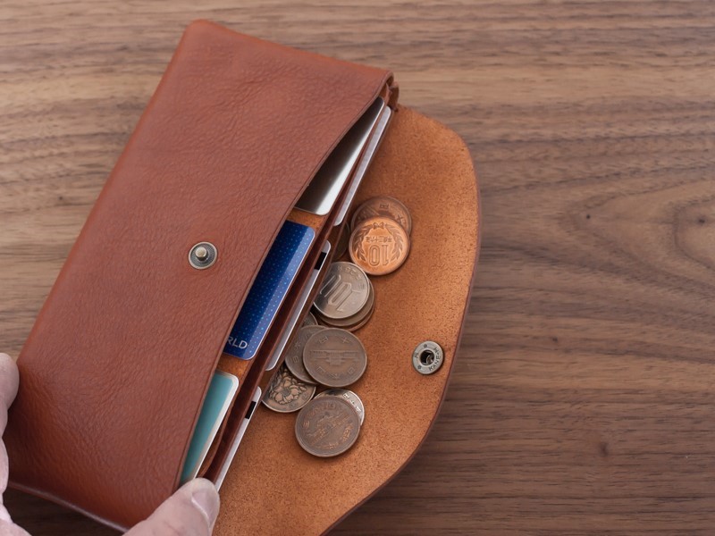 イタリア製牛革の大きめ長財布 / ライトブラウン※受注製作