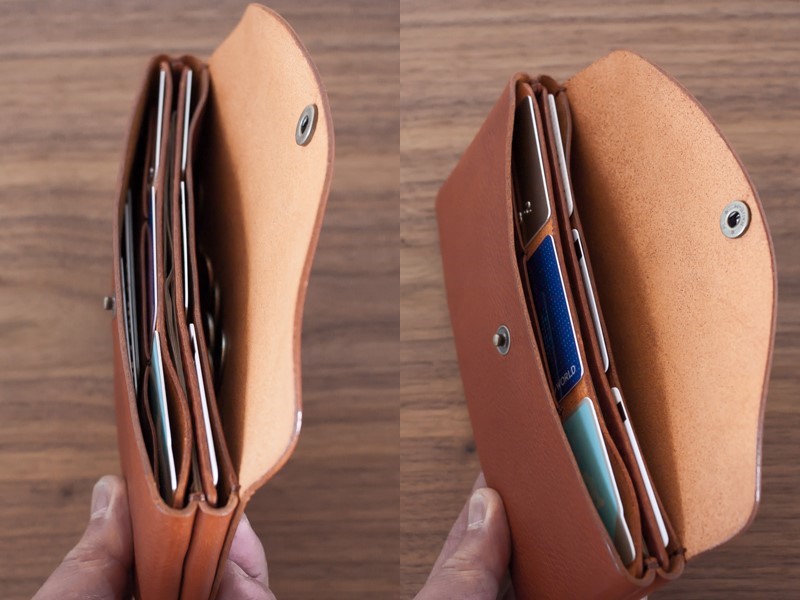 イタリア製牛革の大きめ長財布 / ライトブラウン※受注製作