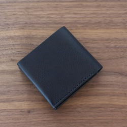 イタリア製牛革のシンプルな二つ折り財布 ／ ネイビー※受注製作 2枚目の画像