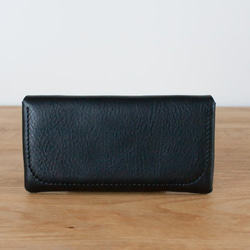 イタリア製牛革のコンパクトな長財布2 / ブラック※受注製作 2枚目の画像