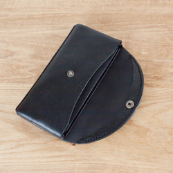 イタリア製牛革のコンパクトな長財布2 / ブラック※受注製作 4枚目の画像