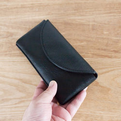 イタリア製牛革のコンパクトな長財布2 / ブラック※受注製作 6枚目の画像