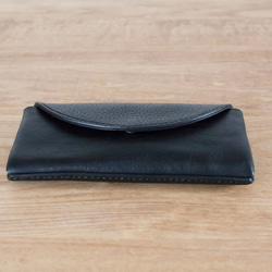 イタリア製牛革のコンパクトな長財布2 / ブラック※受注製作 8枚目の画像