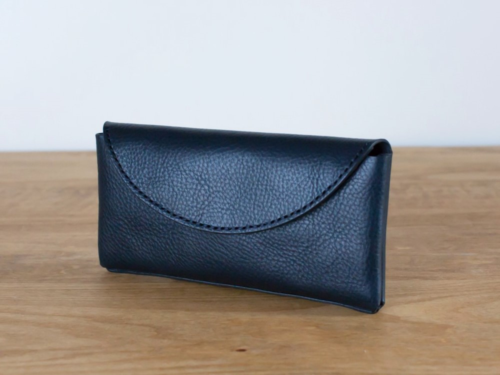 イタリア製牛革のコンパクトな長財布2 / ネイビー※受注製作