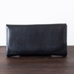 イタリア製牛革のコンパクトな長財布3 / ブラック※受注製作 2枚目の画像