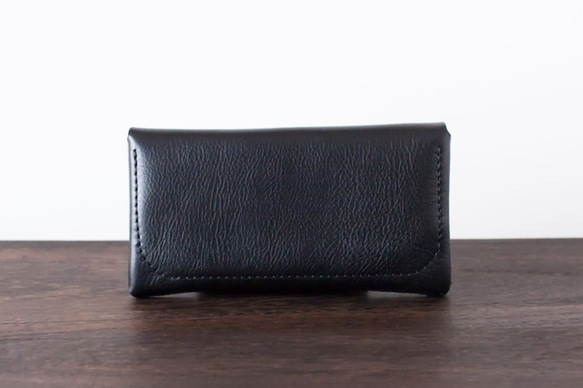 イタリア製牛革のコンパクトな長財布3 / ブラック※受注製作 2枚目の画像