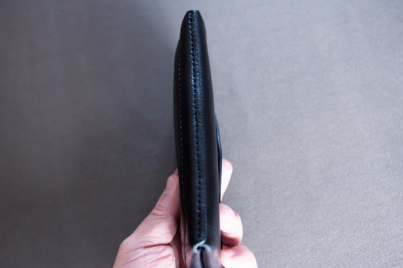 イタリア製牛革のコンパクトな長財布3 / ブラック※受注製作 8枚目の画像