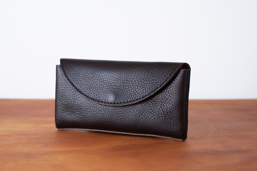 イタリア製牛革のコンパクトな長財布2 / チョコ※受注製作