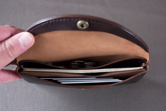 イタリア製牛革のコンパクトな長財布2 / チョコ※受注製作 6枚目の画像