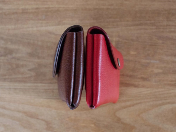 イタリア製牛革のコンパクトな長財布2 / チョコ※受注製作 9枚目の画像