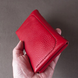 イタリア製牛革のコンパクトな長財布2 / レッド※受注製作 5枚目の画像