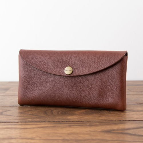 イタリア製牛革のコンパクトな長財布 ／ ダークブラウン※受注製作 長