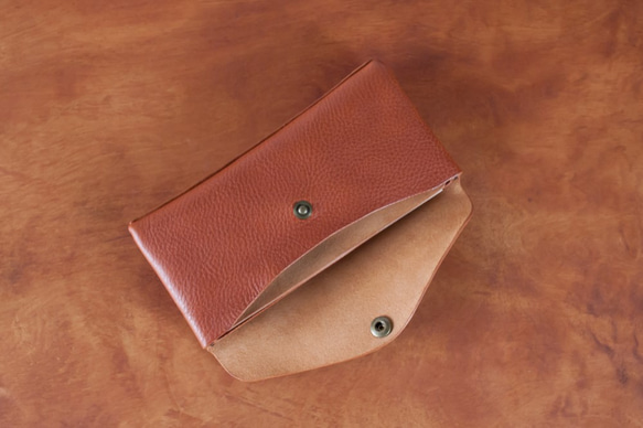 イタリア製牛革のコンパクトな長財布3 / ライトブラウン　※受注製作 10枚目の画像