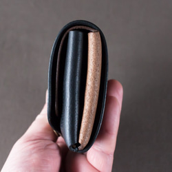 イタリア製牛革の二つ折り財布2 / ブラック / チョコ※受注製作 7枚目の画像