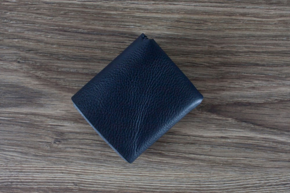 イタリア製牛革の二つ折りピッコロ財布 ／ ネイビー※受注製作 3枚目の画像