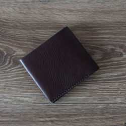イタリア製牛革のシンプルな二つ折り財布 ／ チョコ※受注製作 3枚目の画像