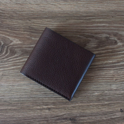 イタリア製牛革のシンプルな二つ折り財布 ／ チョコ※受注製作 4枚目の画像