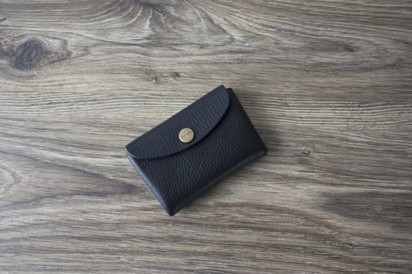 イタリア製牛革のミニ財布 ／ ブラック※受注製作 3枚目の画像