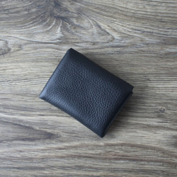 イタリア製牛革のコンパクト財布 S  ／ ブラック※受注製作 2枚目の画像