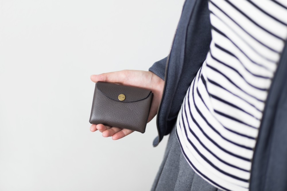 イタリア製牛革のコンパクト財布 S  ／ グレー※受注製作