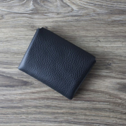 イタリア製牛革のコンパクト財布 L  ／ ブラック※受注製作 2枚目の画像